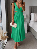 Julieta - Vestido maxi plisado con recorte