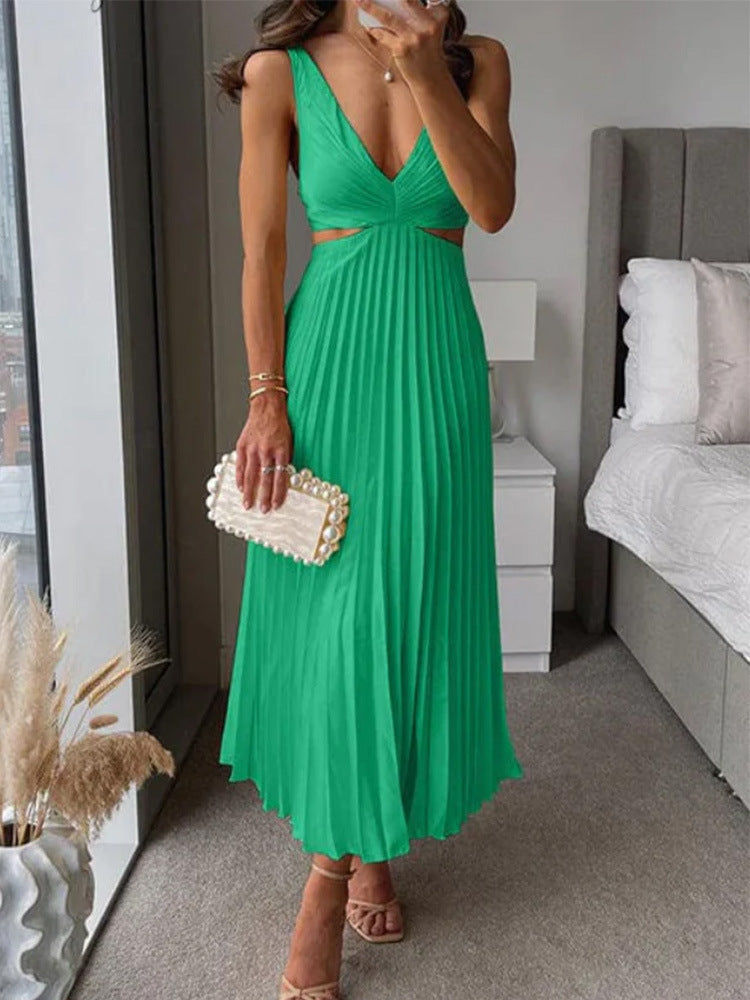 Julieta - Vestido maxi plisado con recorte