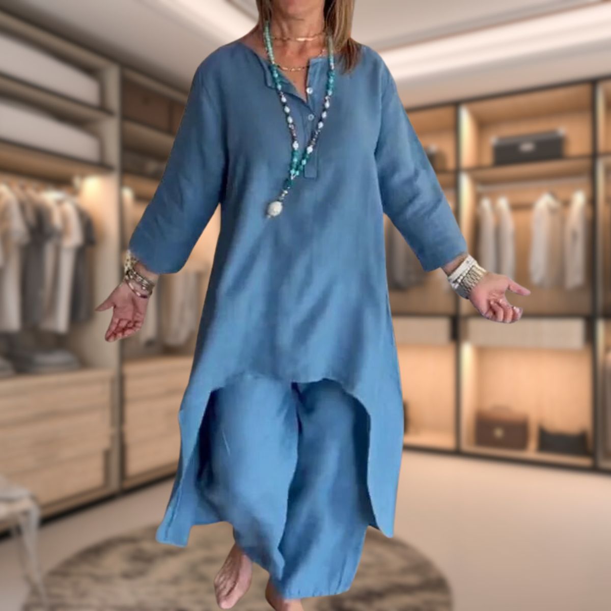 Mariana - Conjunto de mujer con blusa larga y pantalón