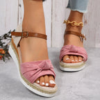 Reina - Sandalias de cuña con alpargata anudada