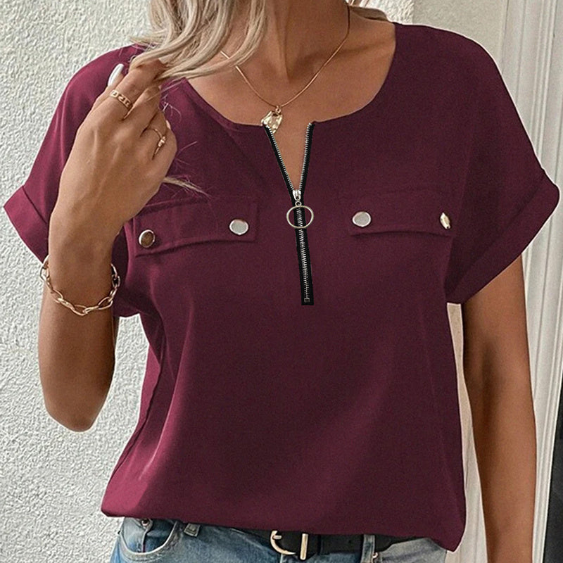 Verónica - Blusa básica con cremallera