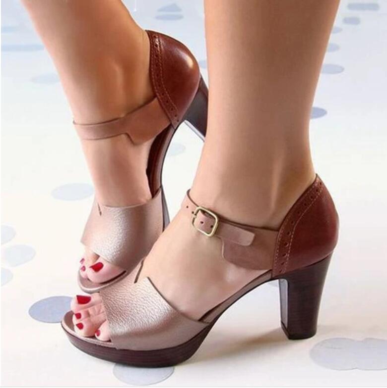 Verena - Sandalias de tacón con hebilla Colorblock