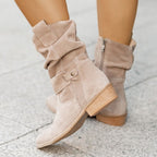 Camila - Botas de ante holgadas hasta la mitad de la pantorrilla