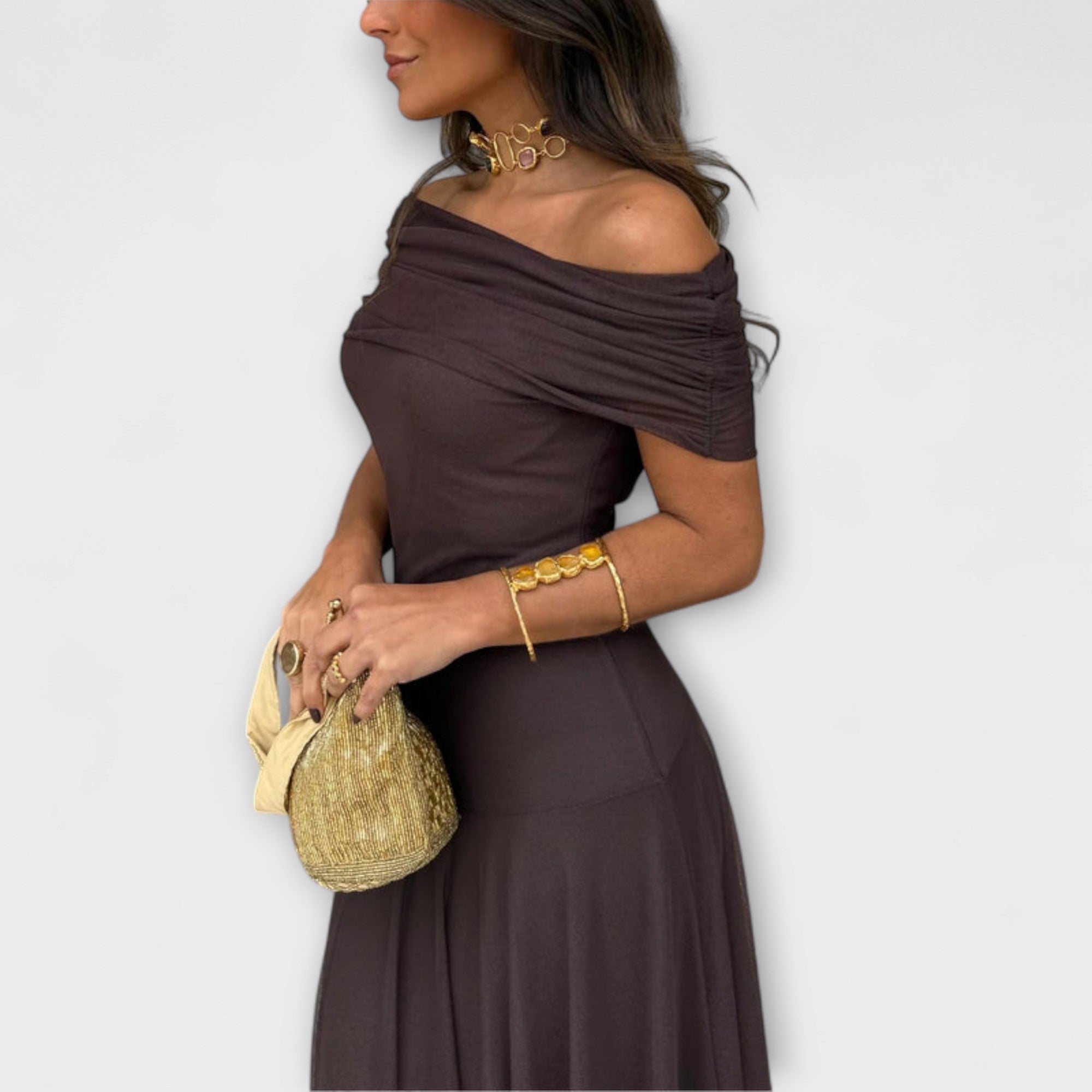 Isabelle - Vestido largo de mujer hombros