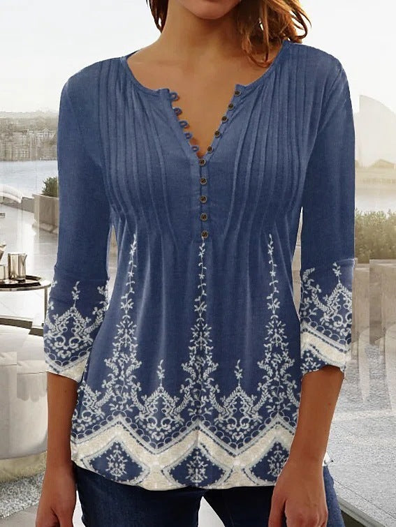 Elena - Blusa floral de manga larga