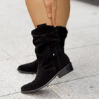 Camila - Botas de ante holgadas hasta la mitad de la pantorrilla