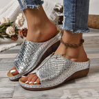 Ivy - Sandalias de cuña metalizadas