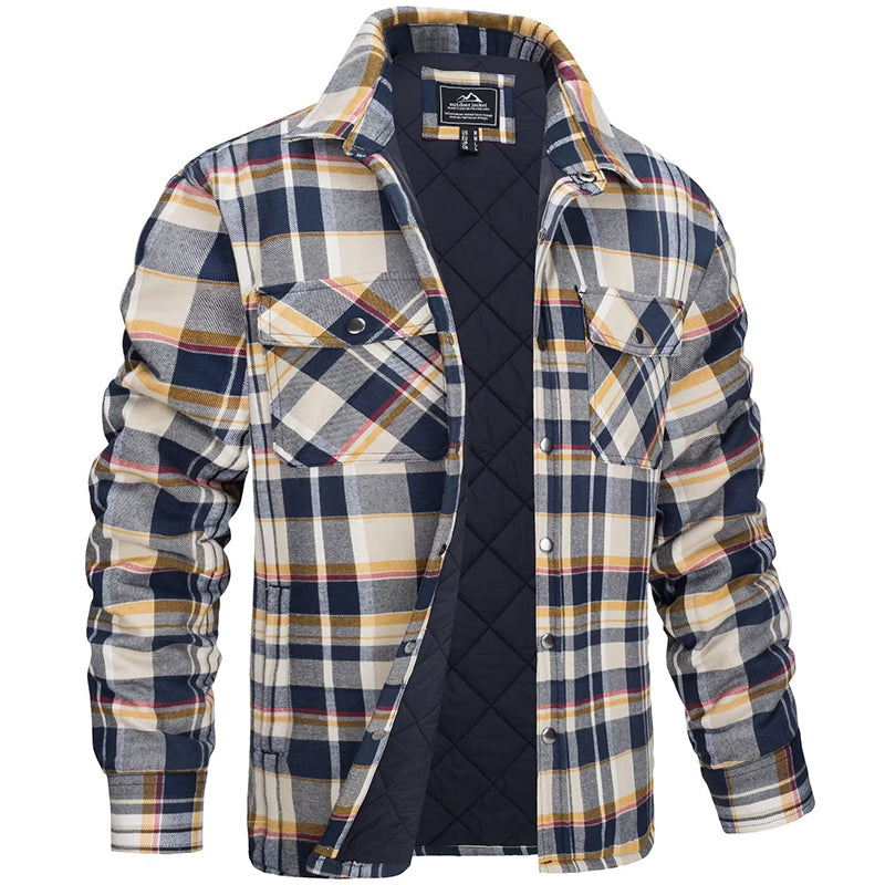 Hugo - Sobrecamisa de franela para hombre a cuadros con forro acolchado