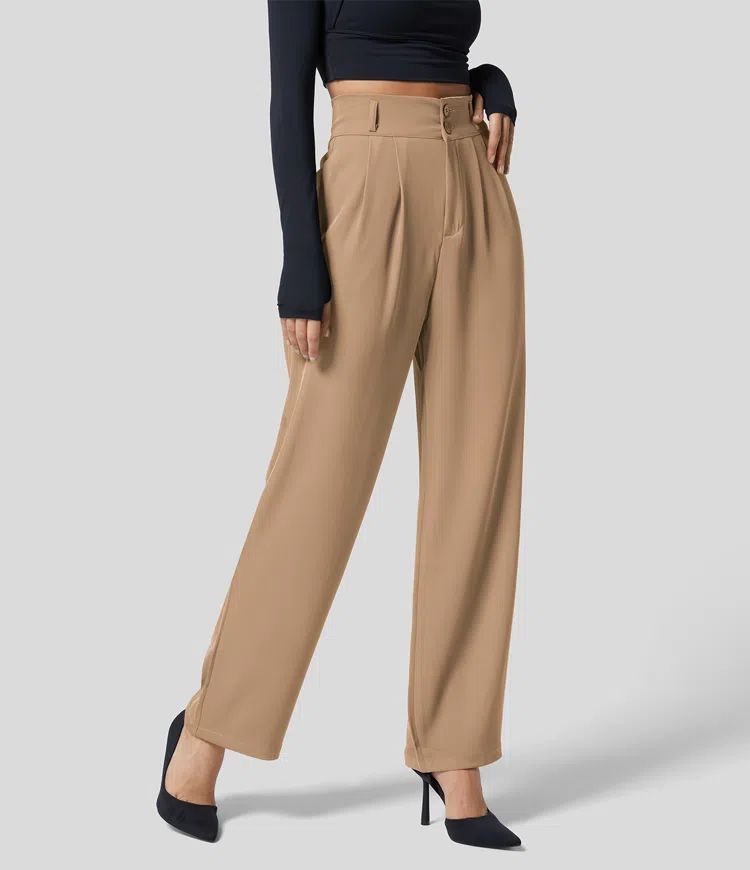 Clara - Pantalón plisado de talle alto