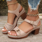 Camila - Sandalias de verano con tacón ancho y diseño perforado