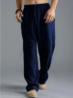 Ethan - Pantalones informales de lino con cordón