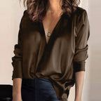 Helena - Blusa satinada de manga larga