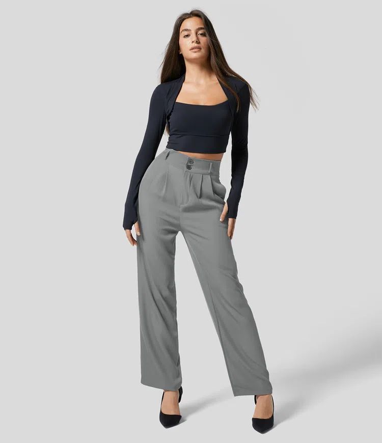 Clara - Pantalón plisado de talle alto