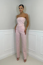 Adriana - Mono Mujer Elegante Palazo Sin Tirantes con Brillos