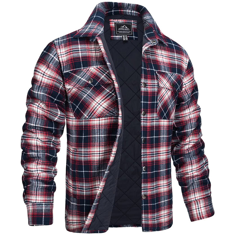Hugo - Sobrecamisa de franela para hombre a cuadros con forro acolchado