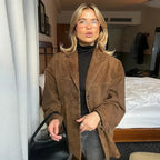Andrea - Chaqueta oversize de ante marrón