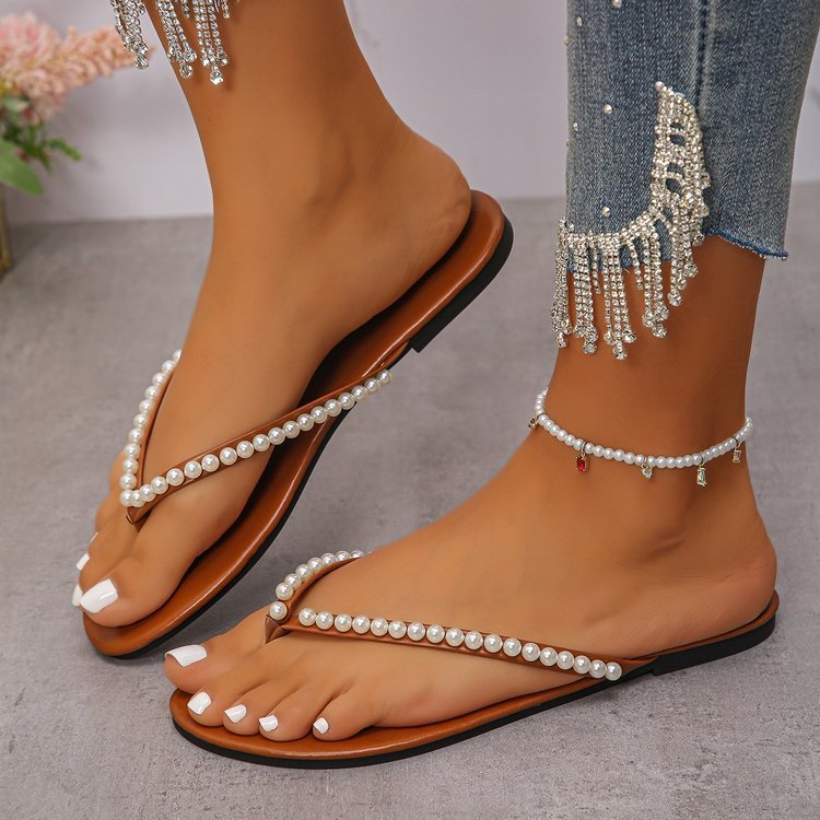Arah - Sandalias de verano con adornos de perlas