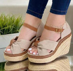 Krisa - Knotted Espadrille Wedge Sandals