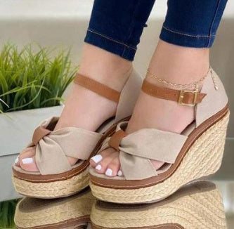 Krisa - Knotted Espadrille Wedge Sandals