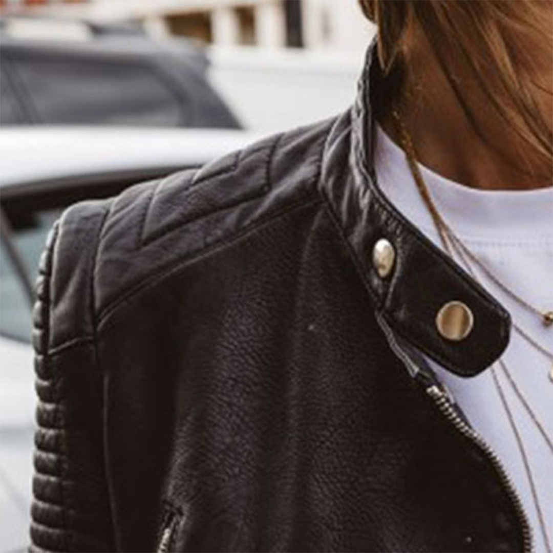 Lucía - Chaqueta biker de cuero sintético mujer