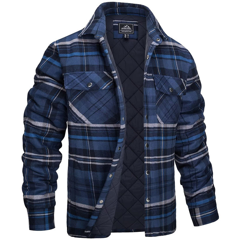 Hugo - Sobrecamisa de franela para hombre a cuadros con forro acolchado
