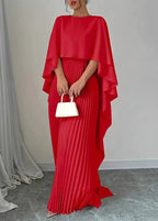 Isabela – Vestido largo plisado con capa para mujer