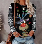 Clara – Sudadera navideña con estampado de reno para mujer