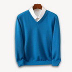 Leo – Jersey de punto con cuello en V y camisa integrada para hombre