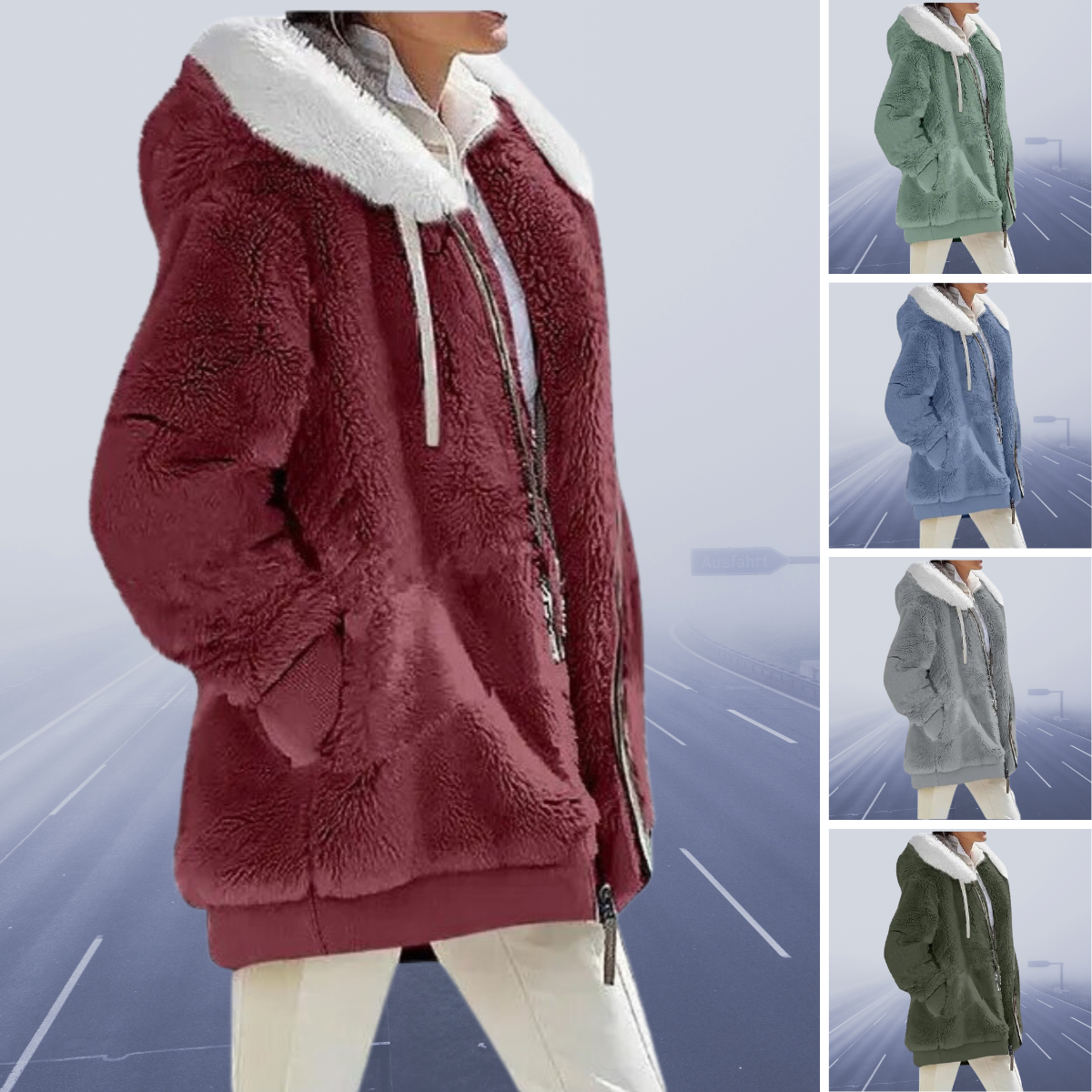 Noelia - Chaqueta de peluche mujer con capucha