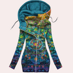 Isabella - Chaqueta de lana mujer con capucha y estampado floral