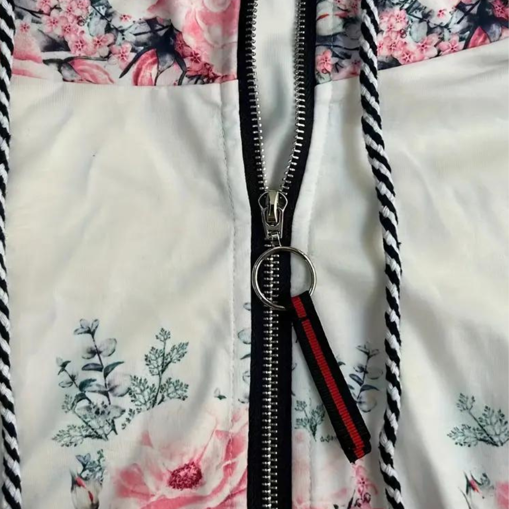 Isabella - Chaqueta de lana mujer con capucha y estampado floral