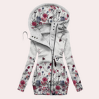 Isabella - Chaqueta de lana mujer con capucha y estampado floral