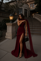 Stephanie - Vestido de noche sin tirantes con abertura