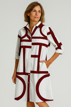 Teresa - Vestido camisero de mujer con estampado geométrico