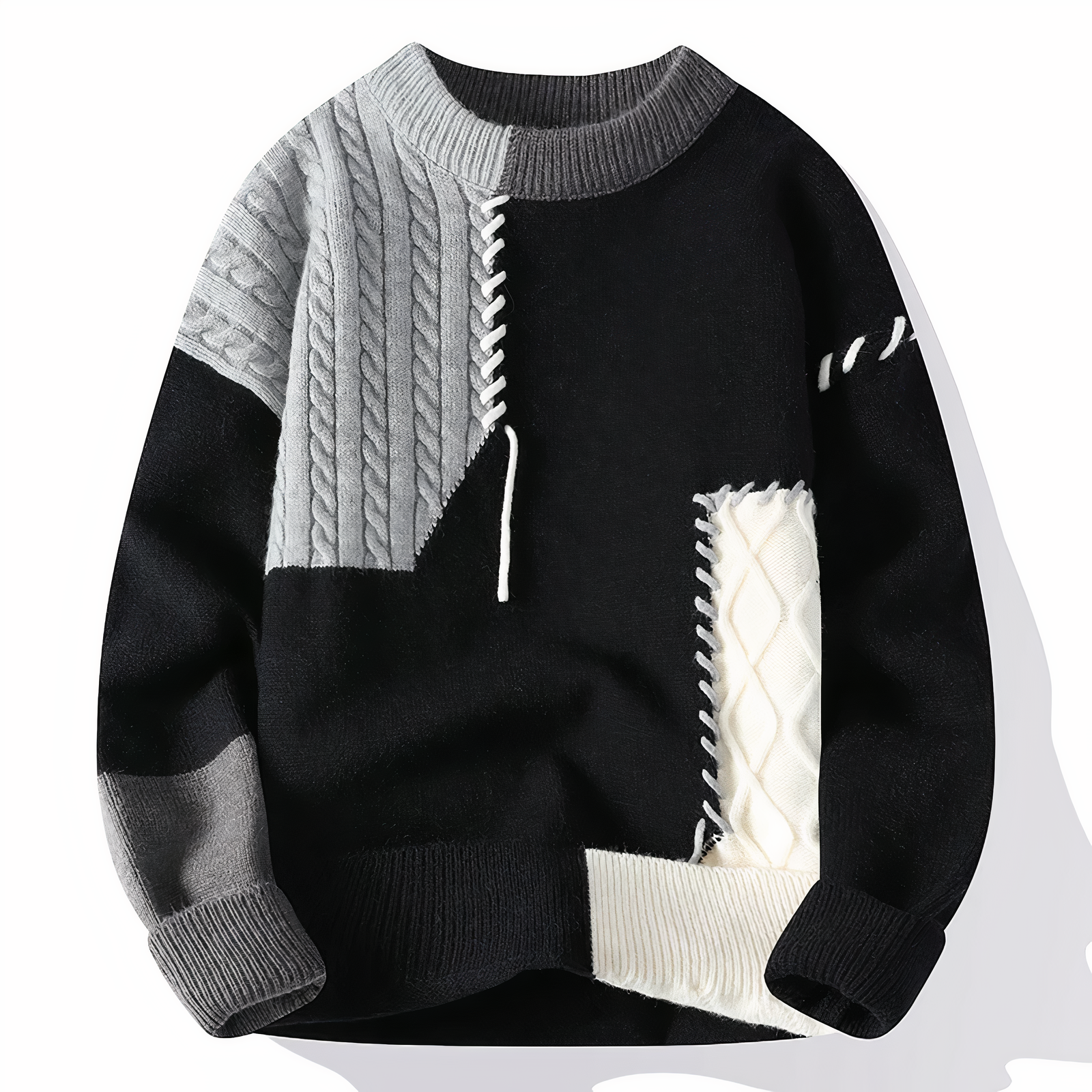 Leo – Jersey patchwork de punto para hombre