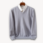Leo – Jersey de punto con cuello en V y camisa integrada para hombre