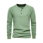 Santiago - Camiseta Henley manga larga con botones hombre