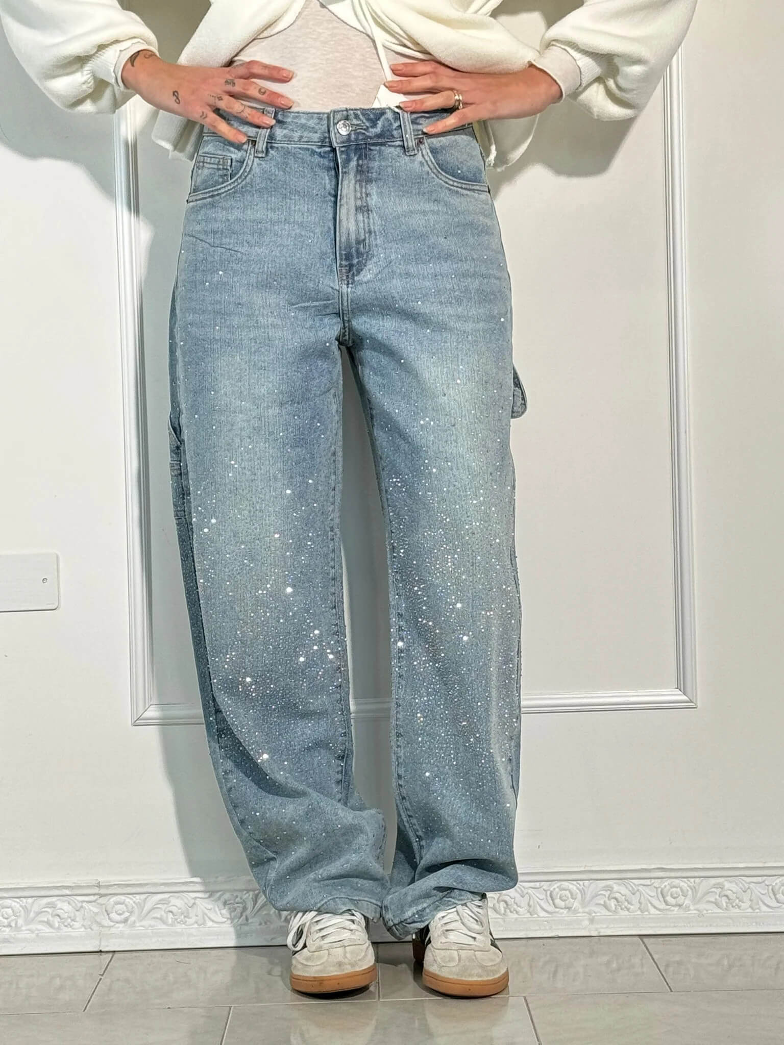 Noa – Jeans Anchos con Brillos para Mujer
