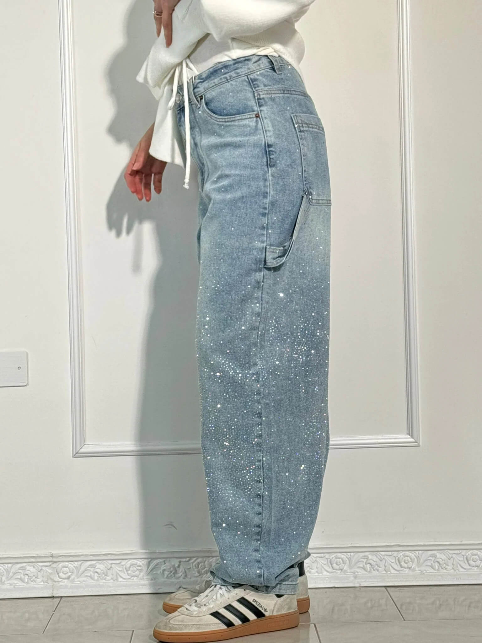 Noa – Jeans Anchos con Brillos para Mujer