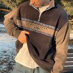 Sergio – Sudadera polar con cremallera y acento étnico para hombre