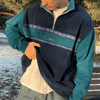 Sergio – Sudadera polar con cremallera y acento étnico para hombre