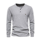 Santiago - Camiseta Henley manga larga con botones hombre