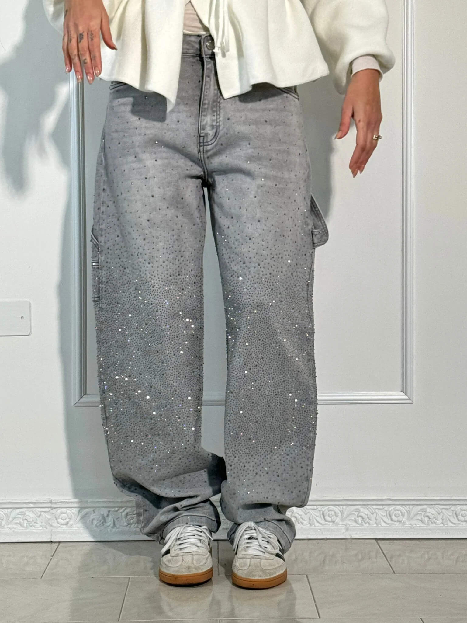 Noa – Jeans Anchos con Brillos para Mujer