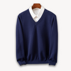Leo – Jersey de punto con cuello en V y camisa integrada para hombre