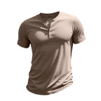 Marco - Camiseta de manga corta para hombre con cuello henley