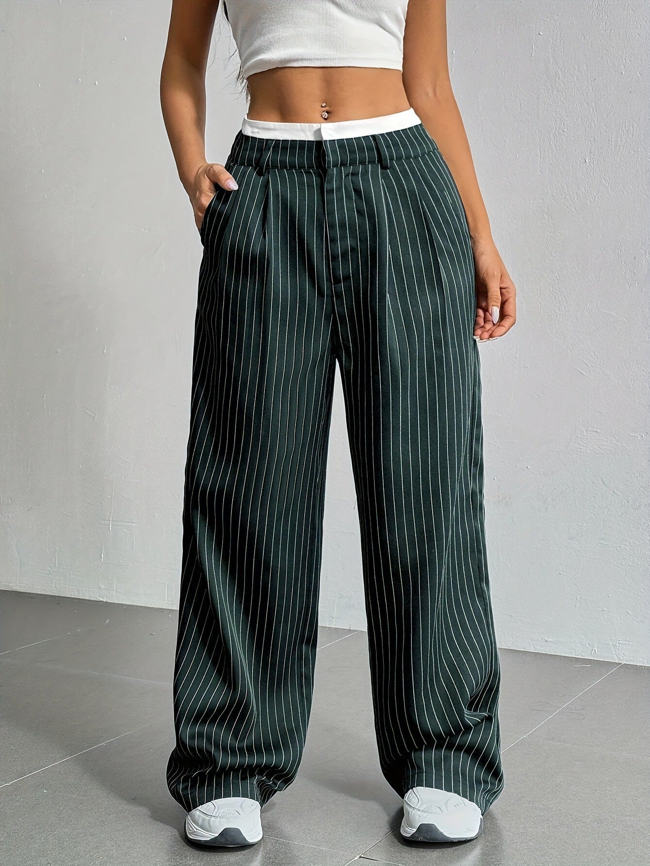 Luisa - Pantalón ancho de rayas