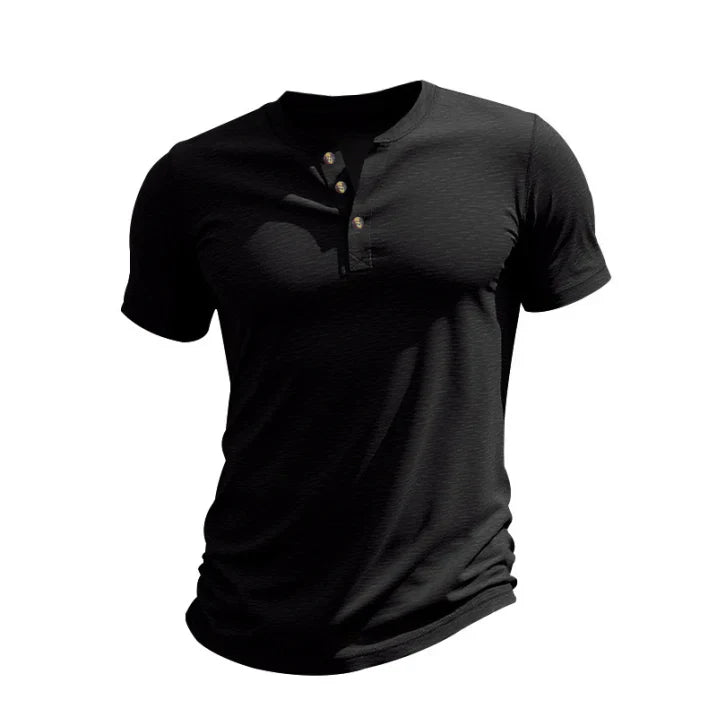 Marco - Camiseta de manga corta para hombre con cuello henley
