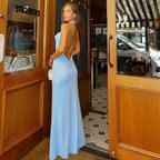 Sofía – Vestido largo de escote drapeado para mujer