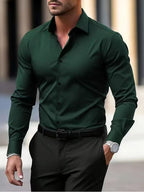 Ralph - Camisa de vestir entallada burdeos para hombre
