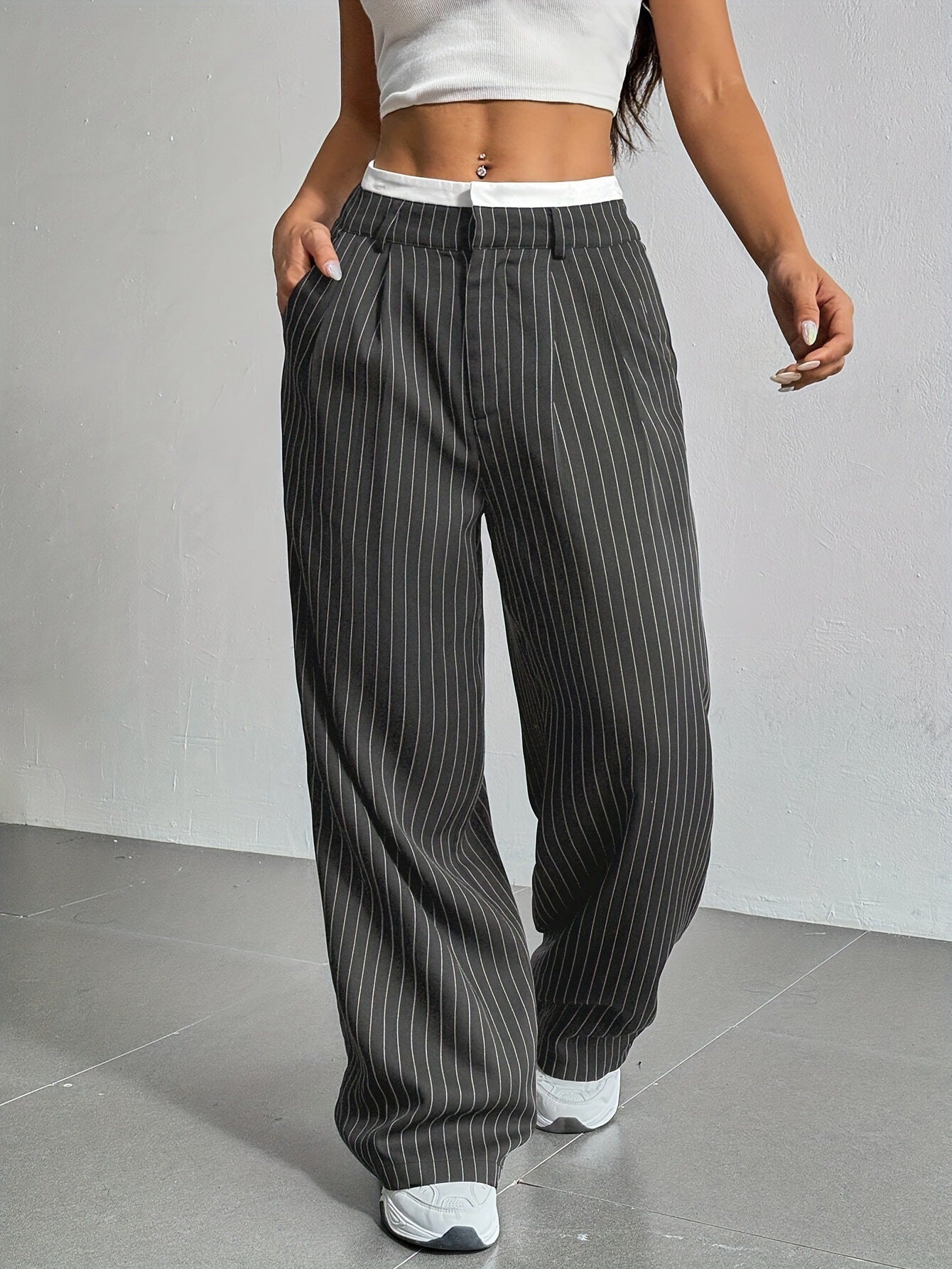 Luisa - Pantalón ancho de rayas
